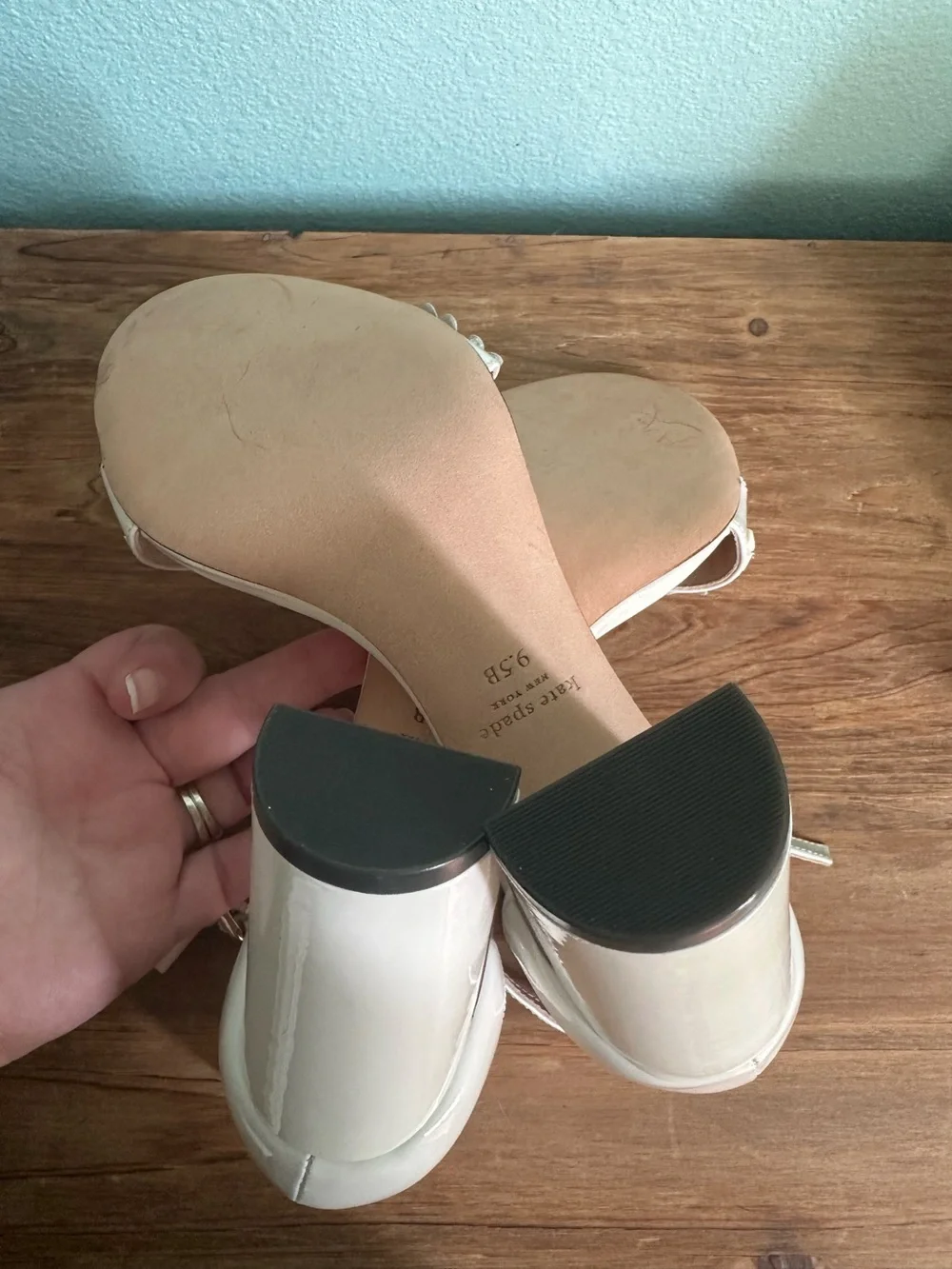 Kate Spade Paradisi Chunky Block Heel Size 9.5 Beaded Floral Optic White NEW